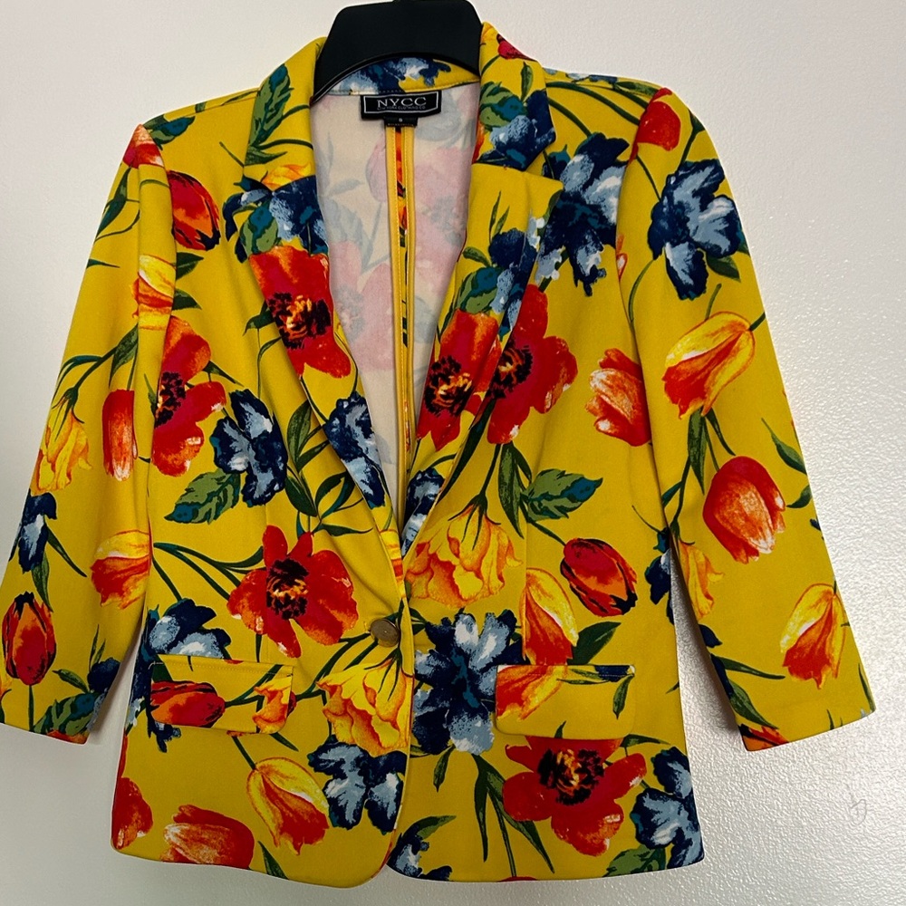 NYC Vibrant Floral Blazer in Yellow and Blue